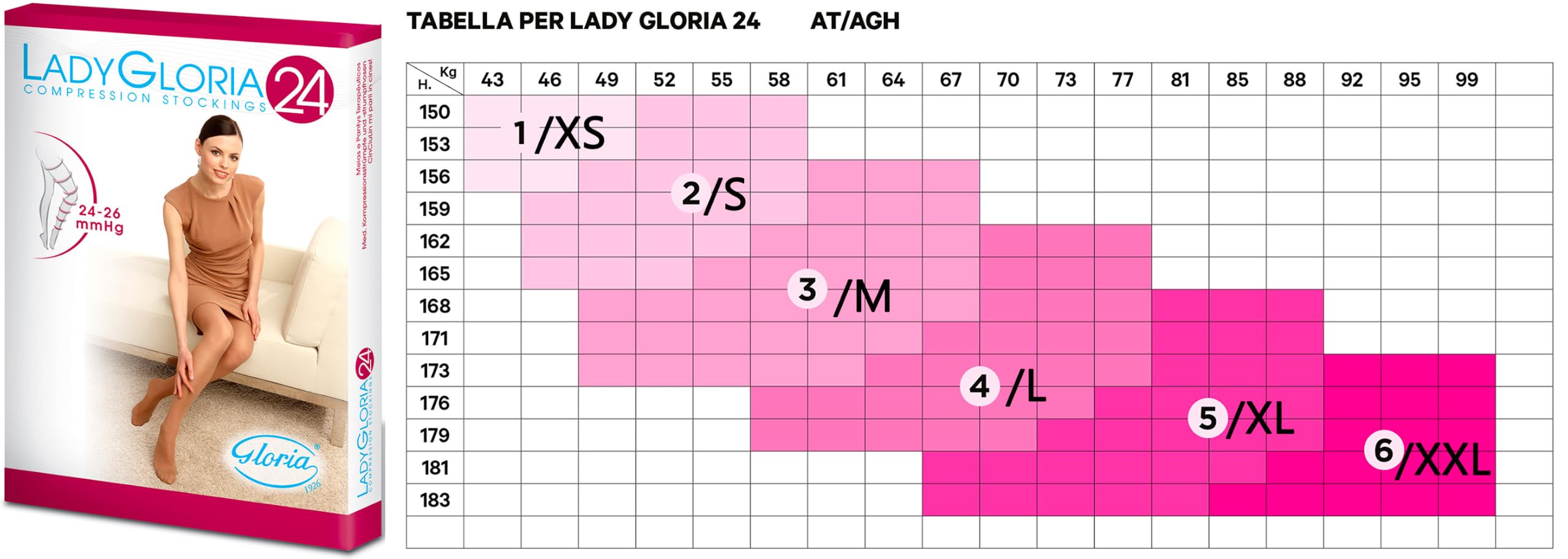 p age Lady Gloria Med - Medical de compresión graduada de 20 – 30 mmHg, para venas varicosas y embarazo, medias elásticas para mujer