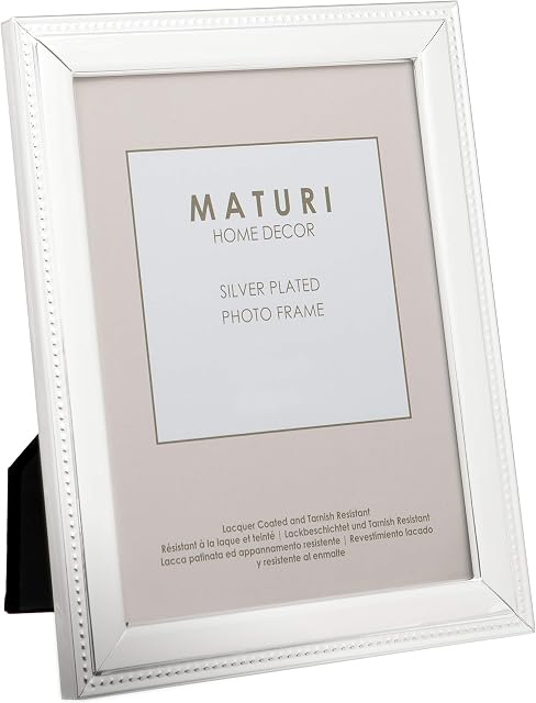 Maturi 4 x 6-inch Bead Photo Frame, Silver Plated