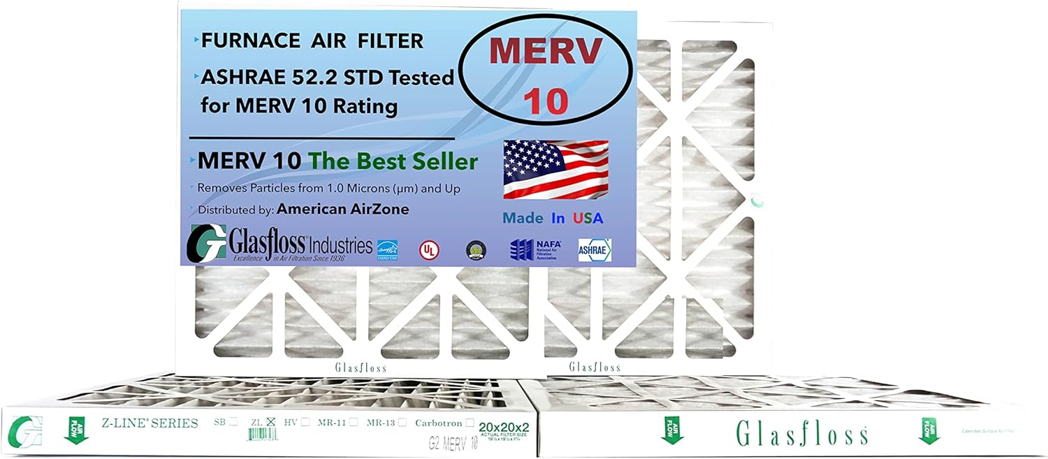 Hottest Sales Glasfloss 20x20x2 - 2 Inch MERV 10 - Pack of 6 - Pleated Air Filter - Furnace Air Filter - Made In USA (Actual Size: 19 1/2 x 19 1/2 x 1 3/4 Inches) Exclusive Glasfloss 20x20x2 - 2 Inch MERV 10 - Pack of 6 - Pleated Air Filter - Furnace Air Filter - Made In USA (Actual Size: 19 1/2 x 19 1/2 x 1 3/4 Inches)