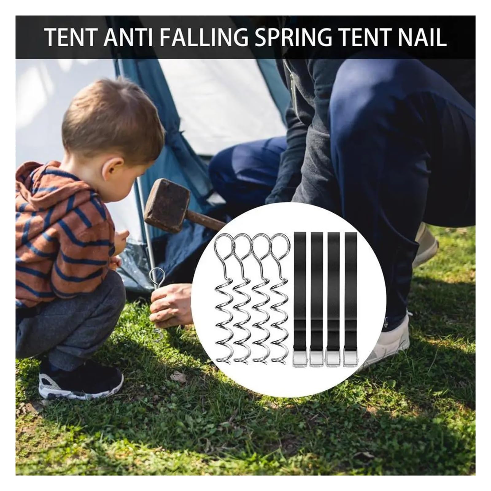 Colchoneta Recambio Exterior Trampolín Anclajes Estacas De Trampolín De 4 Piezas Anclaje De Suelo De Trampolín Galvanizado con 4 Anclajes Suelo De Cinturón Fuerte para Columpios De Trampolín