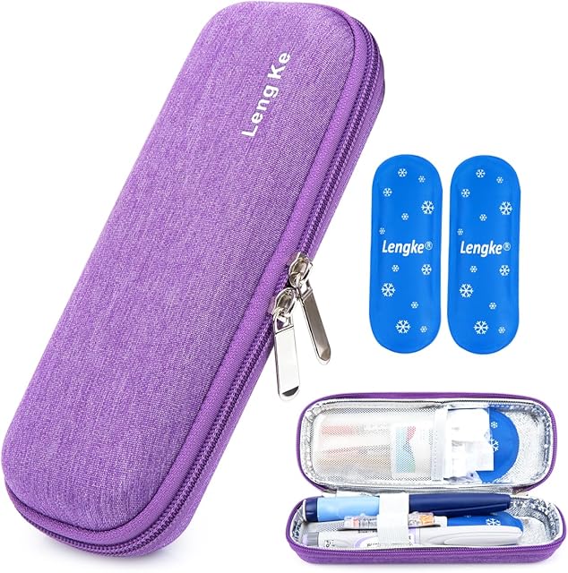 YOUSHARES Insulin Pen Case with 2PCS Nylon Ice Packs - Insulin Cooler Travel Case Medicine Cooler for Travel Insulin Case for Diabetic Supplies (Purple)