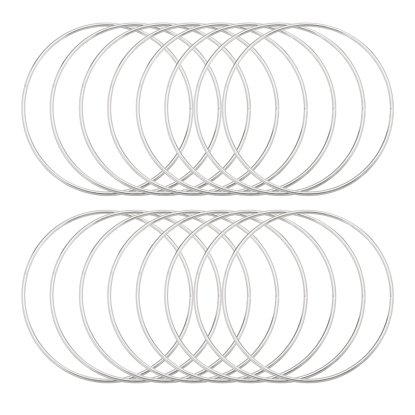 sourcing map 16Pcs Dream Catcher Rings, 4.7" Metal Hoops for Crafts Wreath Hoop Rings for Wall Hanging Crafts Home Decorations DIY Wedding Wreath Decor, Silver 4.5"