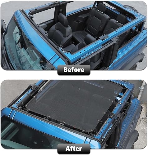 Miniatura 4 de Parasol de malla para el sol, cubierta superior de bikini proporciona protección solar UV en el techo, accesorios para Ford Bronco de 2 puertas 2021