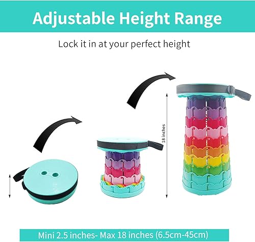 Miniatura 2 de Taburete plegable telescópico para acampar, taburete plegable resistente al aire libre, asiento retráctil ultraligero para acampar