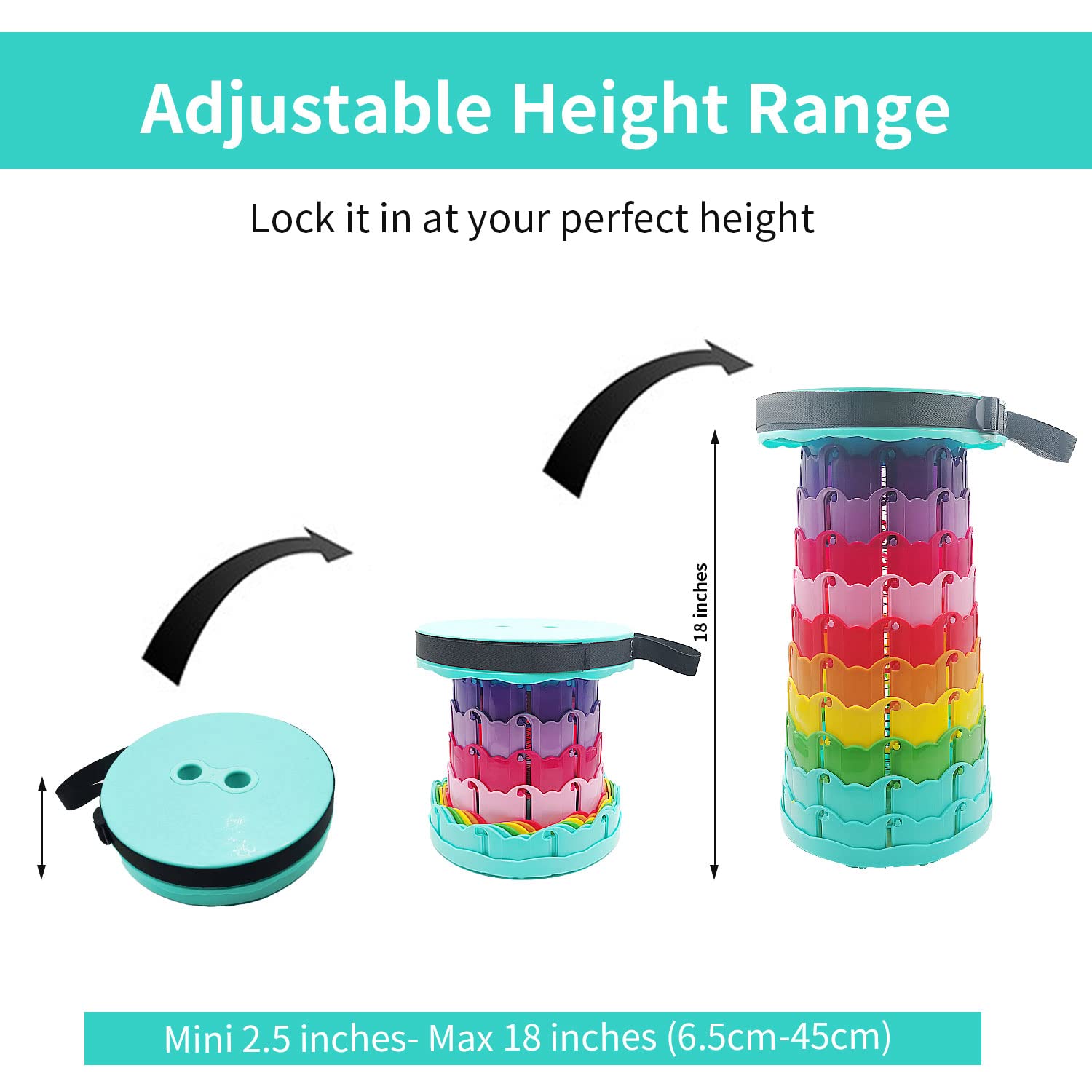 Fuuaiyim Telescopic Foldable Camping Stool, Sturdy Collapsible Outdoor Stool, Ultralight Retractable Seat for Camping