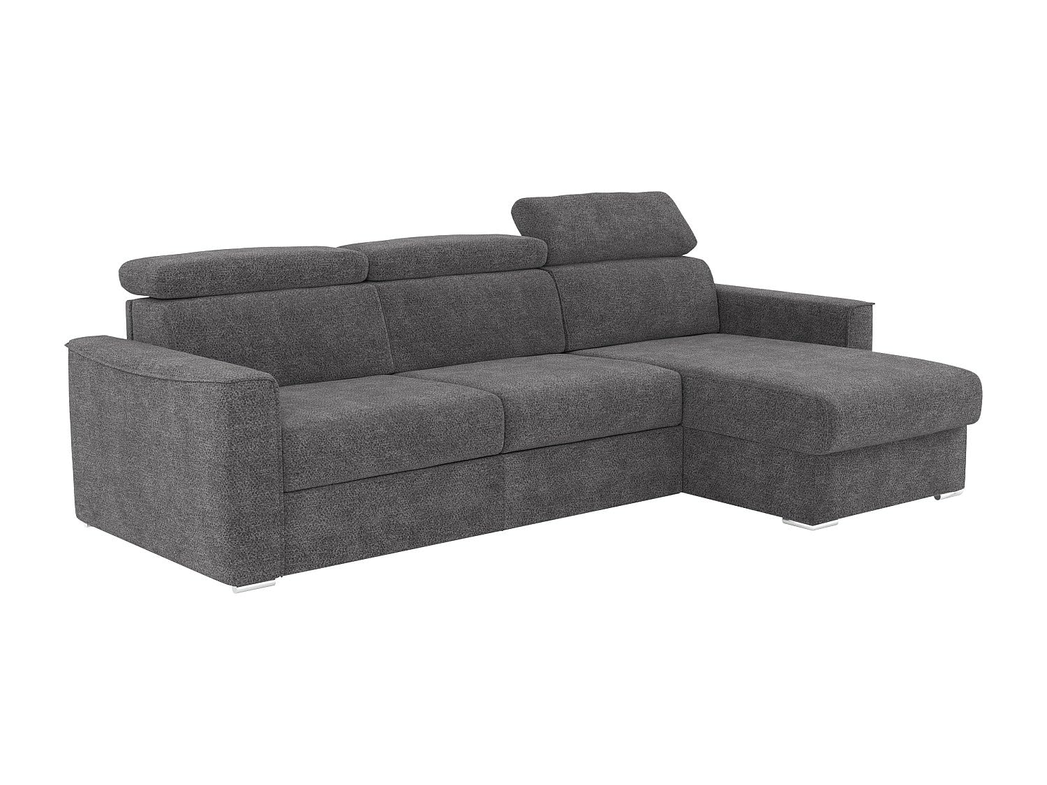 Vente-unique-Sof· esquinero Reversible Convertible Express en Tela Chenille Gris Antracita - Cama 160 cm - ColchÛn de 18 cm Vizir