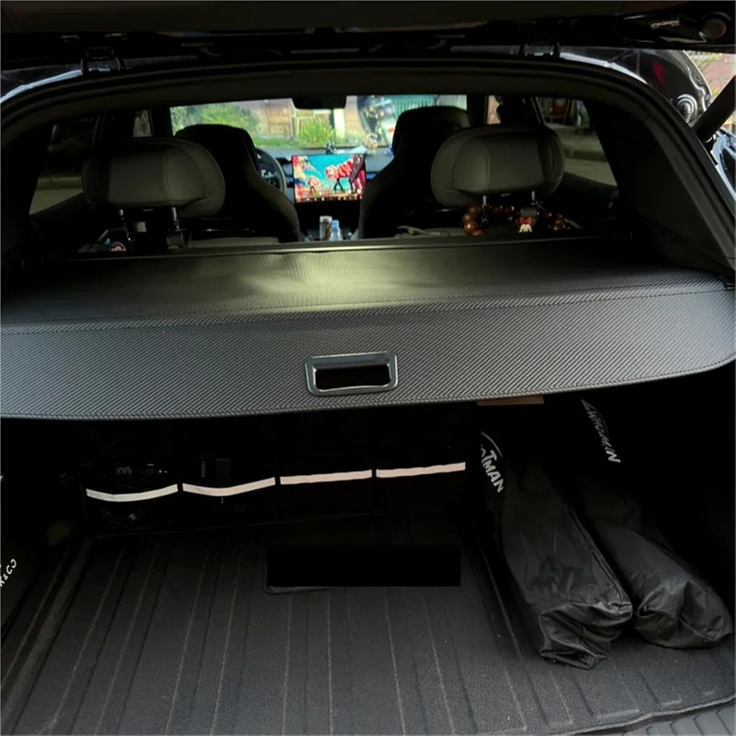 Trunk Curtain Cover Organizer for Lynk&Co 08 EM-P 2023 2024 2025 Rear Rack Partition Shelter Shield Shade Storage(PU Leather)