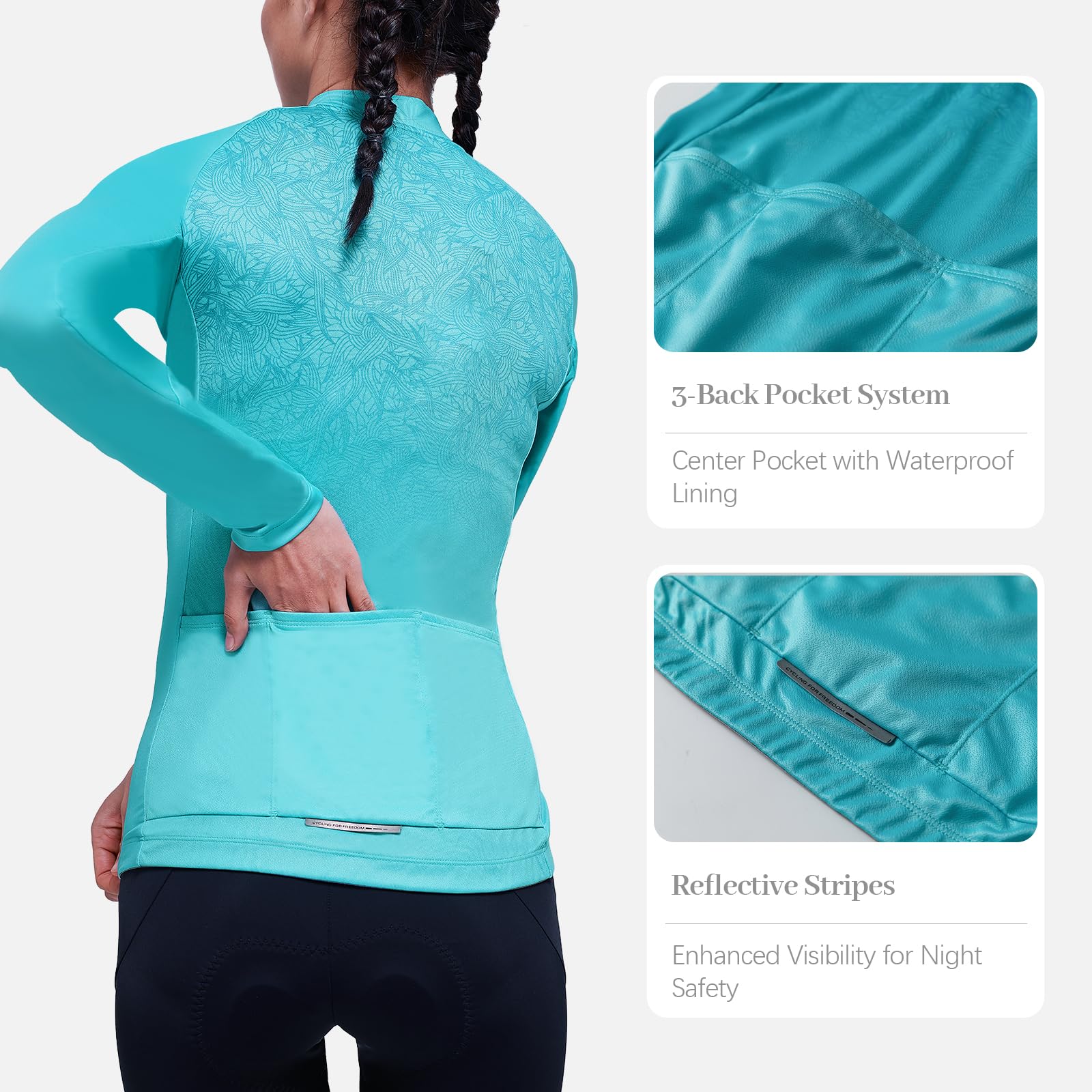 Santic Maillot Ciclismo Mujer Manga Larga Ciclismo Tops Chaqueta Bicicleta Camiseta Bicicleta Transpirable Secado