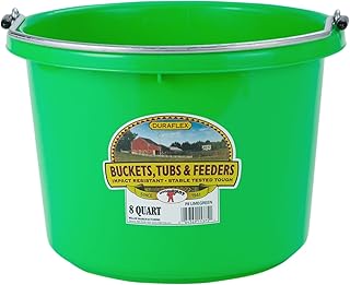 Little Giant Plastic Animal Feed Bucket (Hot Pink) Round Plastic Feed Bucket with Metal Handle (8 Quarts / 2 Gallons) (Item No. P8LIMEGREEN6)