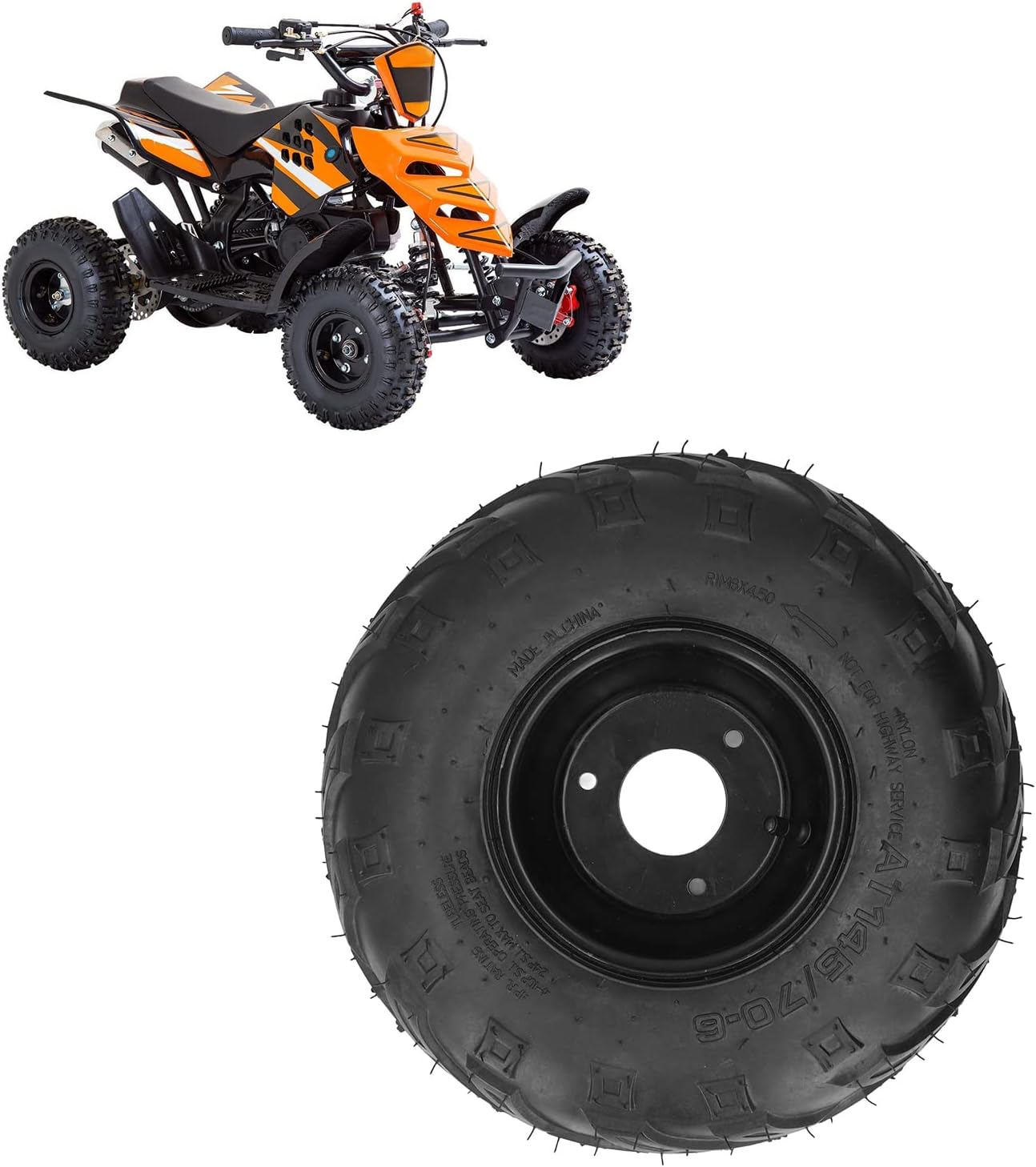 Keenso ATV Tubeless Tire Tyre 6in Rim Rubber, Three Pattern, Suitable for Go Kart UTV Quad Bike 4 Wheelers