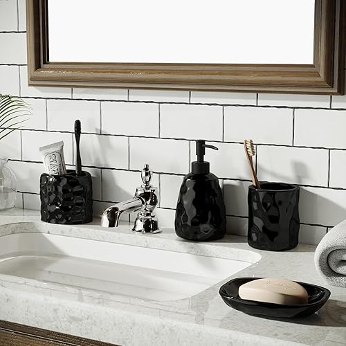 Miniatura 7 de Dispensador de jabón, dispensador de jabón de manos de cerámica de 12 onzas con embudo de silicona, dispensador de jabón líquido recargable para