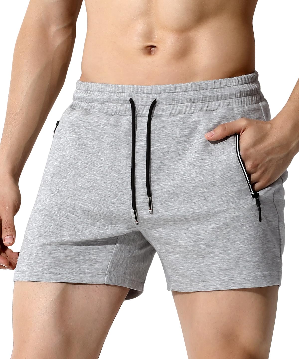 Mauro Kane Short Homme Sport avec Poche Zippée Short en Jogging Décontracté Pantalons Court Men Running Shorts