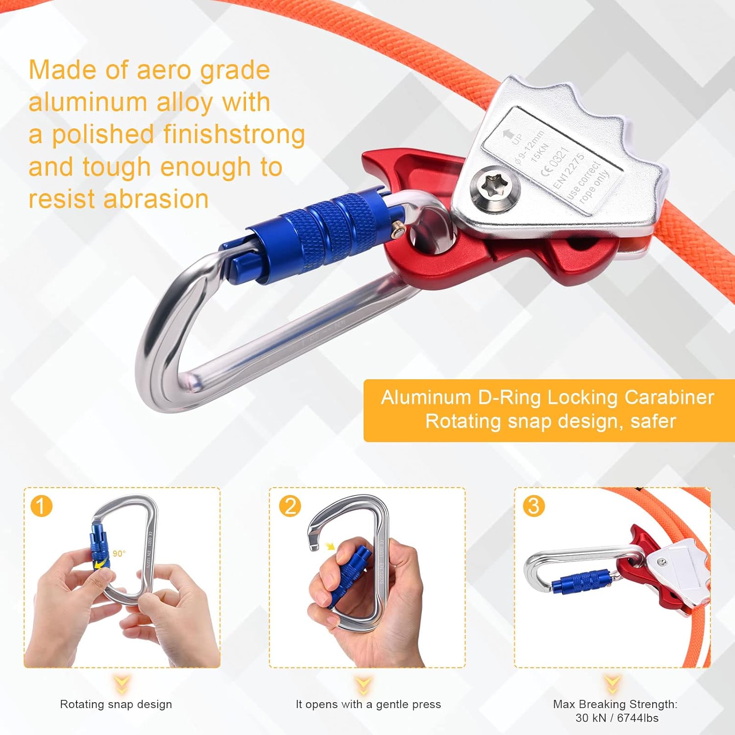 Steel Core Flipline Kit 1/2 Inch x 8 FT Adjustable Climbing Lanyard for Fall Protection Tree Climbers Arborist : Tools & Home Improvement