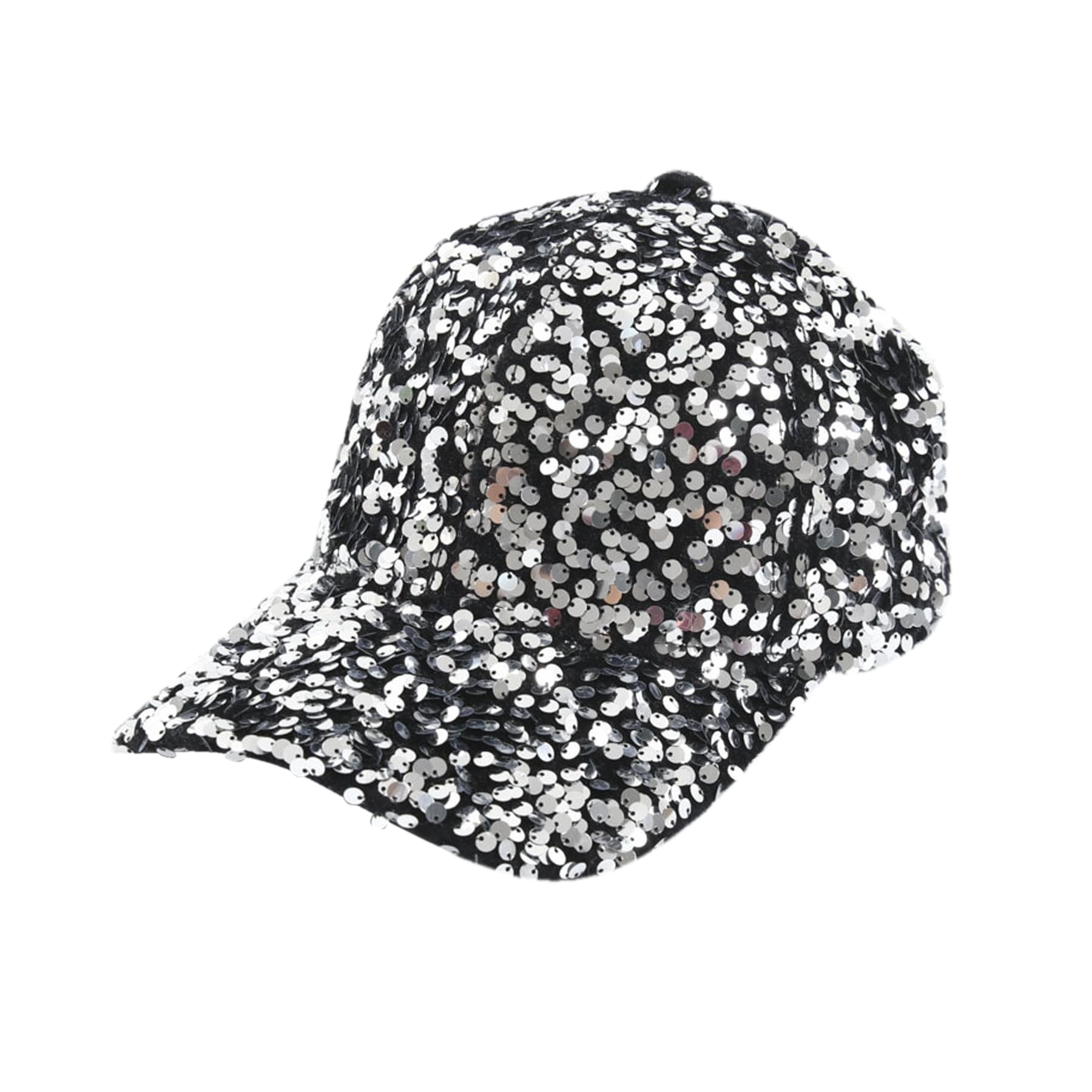 MOSSTYUS Glitter Sequin Baseball Cap Hat Shiny Bling Hat for Women Men Sparkle Velcro Ponycap Adjustable Outdoor Party