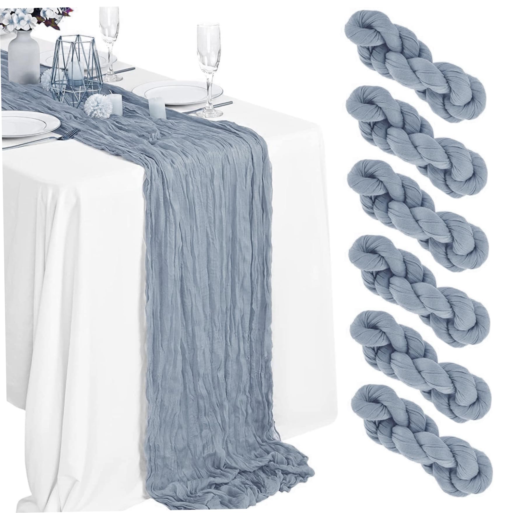 Chemin de table en étamine plissée haut de gamme, textile fluide pour réception de mariage