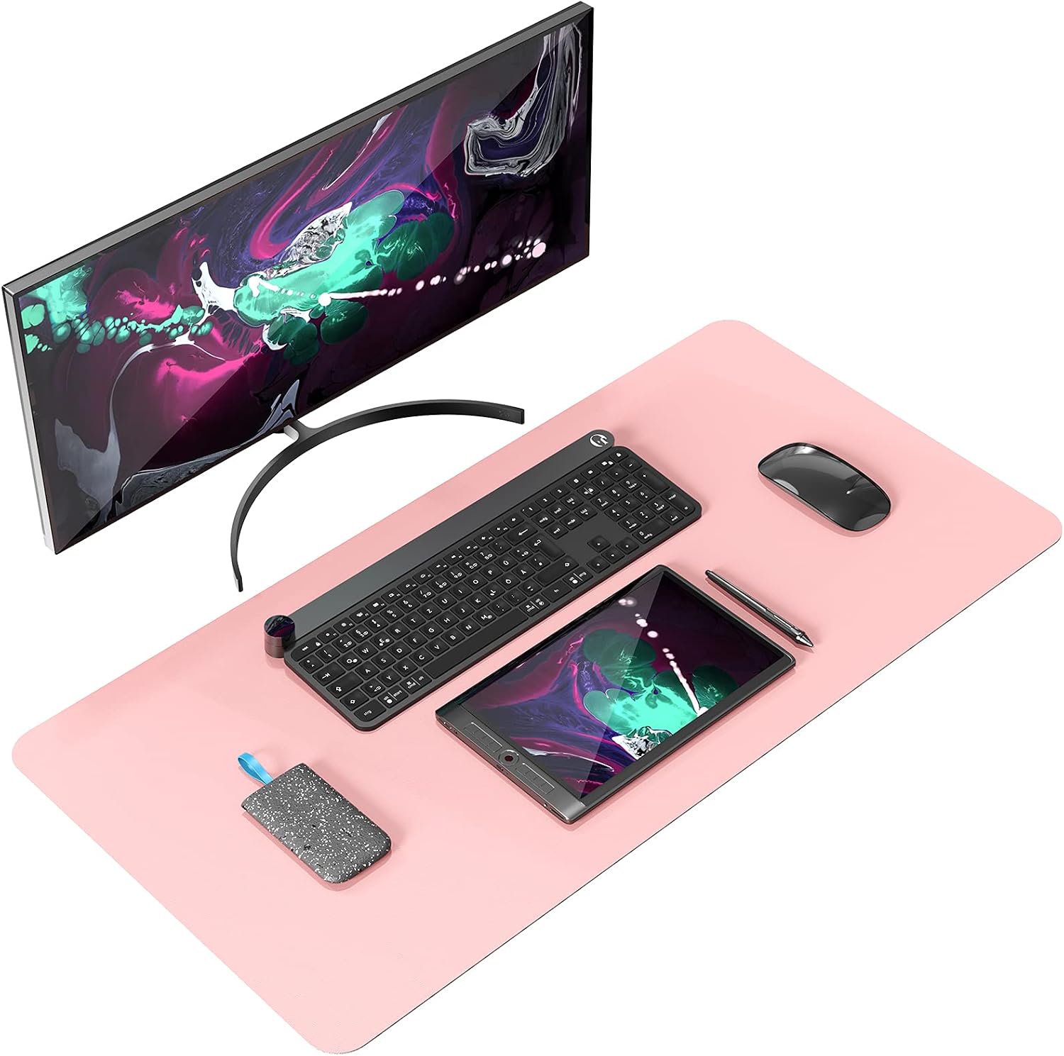 Oterri Anti-Slip Desk Pad, Waterproof Oil Proof PVC Leather Desk Mat, Ultra Thin Desk Blotter,Mouse Pad Laptop Desk Writing Mat for Office Work/Home/Decor (Pink, 31.5''x15.7'')