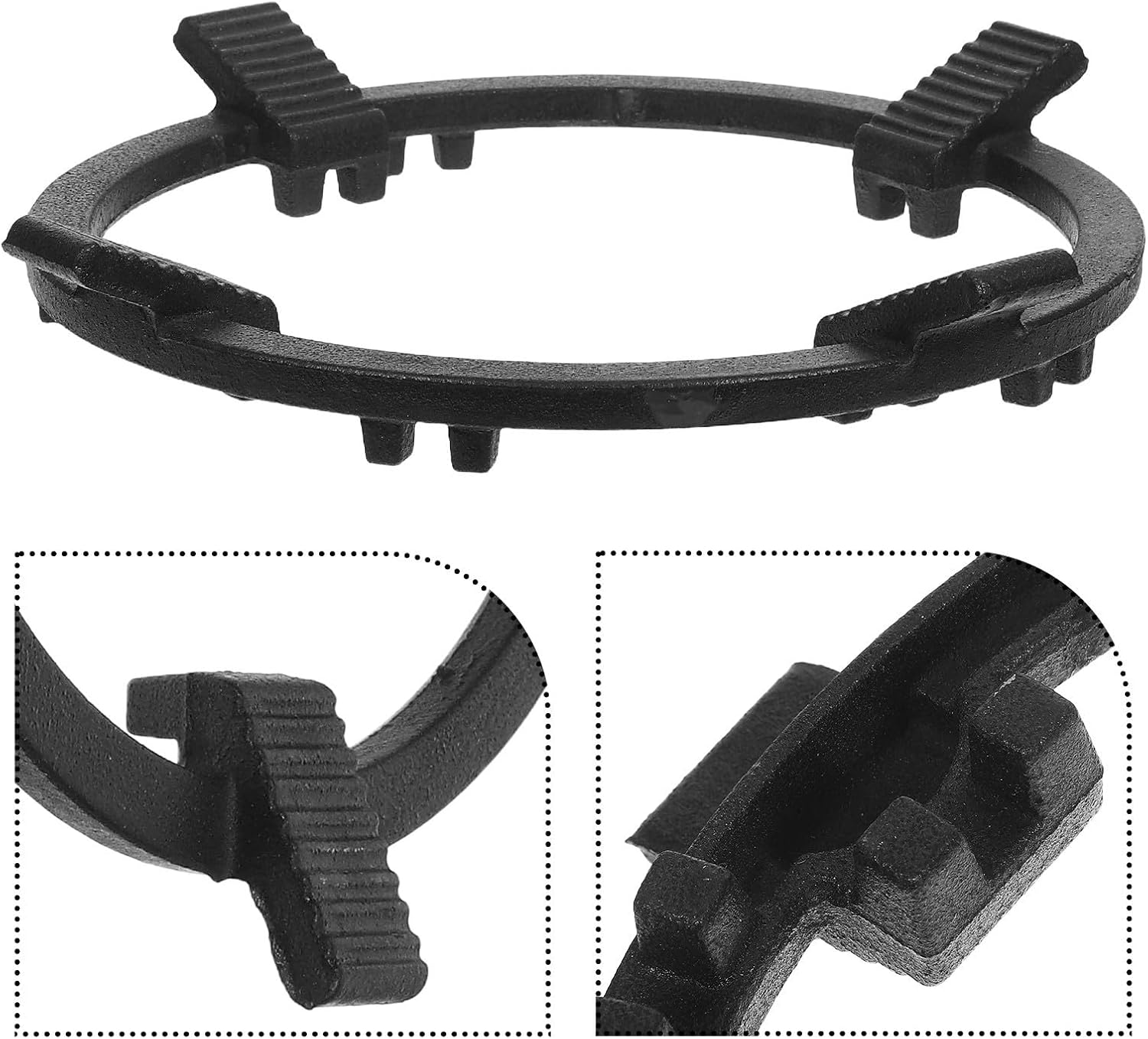 Black Iron Gas Stove Wok Holder Four Prongs, Non Slip Support