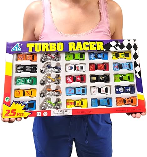Miniatura 8 de Juego de autos de carreras y motocicletas de fundición a presión Turbo Racer (25 piezas) de plástico fundido a presión de motocicleta y coches de