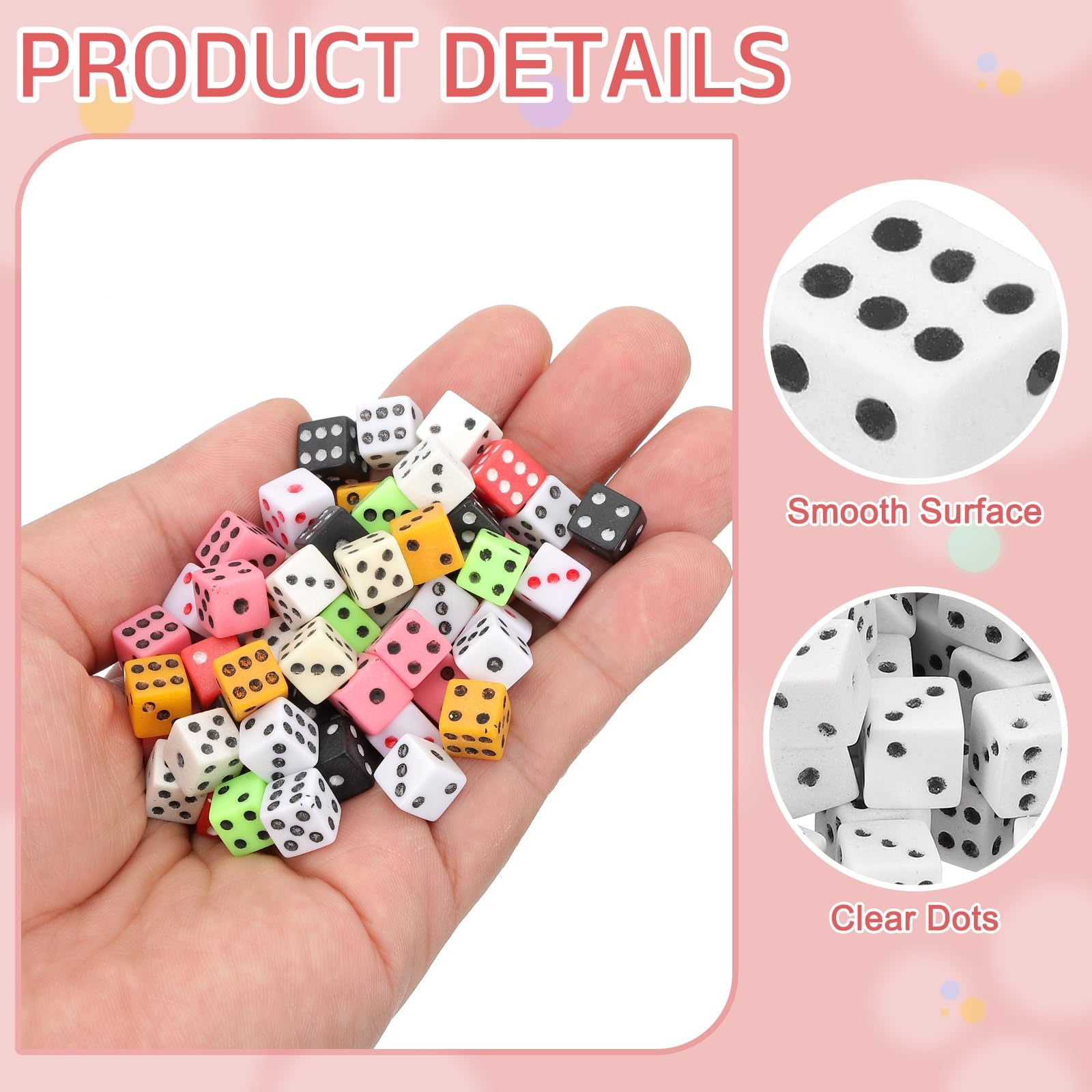 QUARKZMAN 100 Dados Miniatura De 8 Mm – Acrílico Beige Claro Y Negro, Para Juegos De Mesa Y Manualidades
