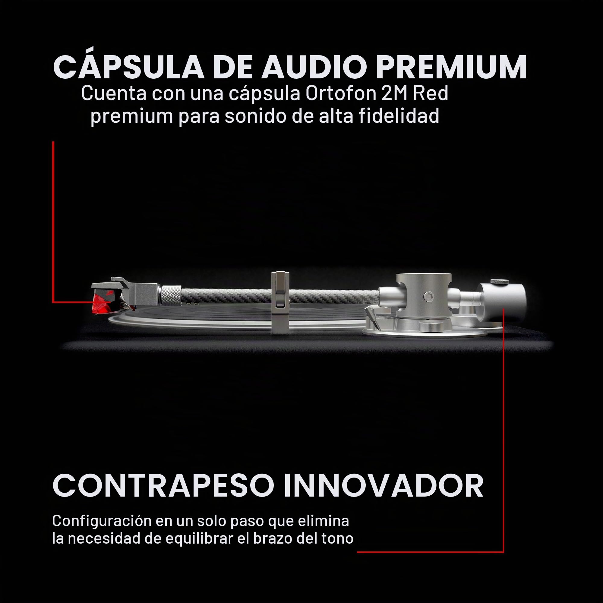 Victrola Stream Carbon – Tocadiscos Wi-Fi de 2 velocidades con Bluetooth, Compatible con Sonos, UPnP, Roon Ready, cápsula Ortofon 2M Red y Brazo de Fibra de Carbono (Negro)