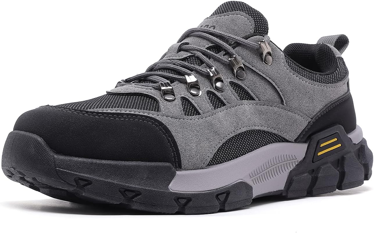 AMAPO Hiking Shoes for Men, Lightweight Breathable Outdoor Trekking and Trail Sneakers Medium and Wide Width