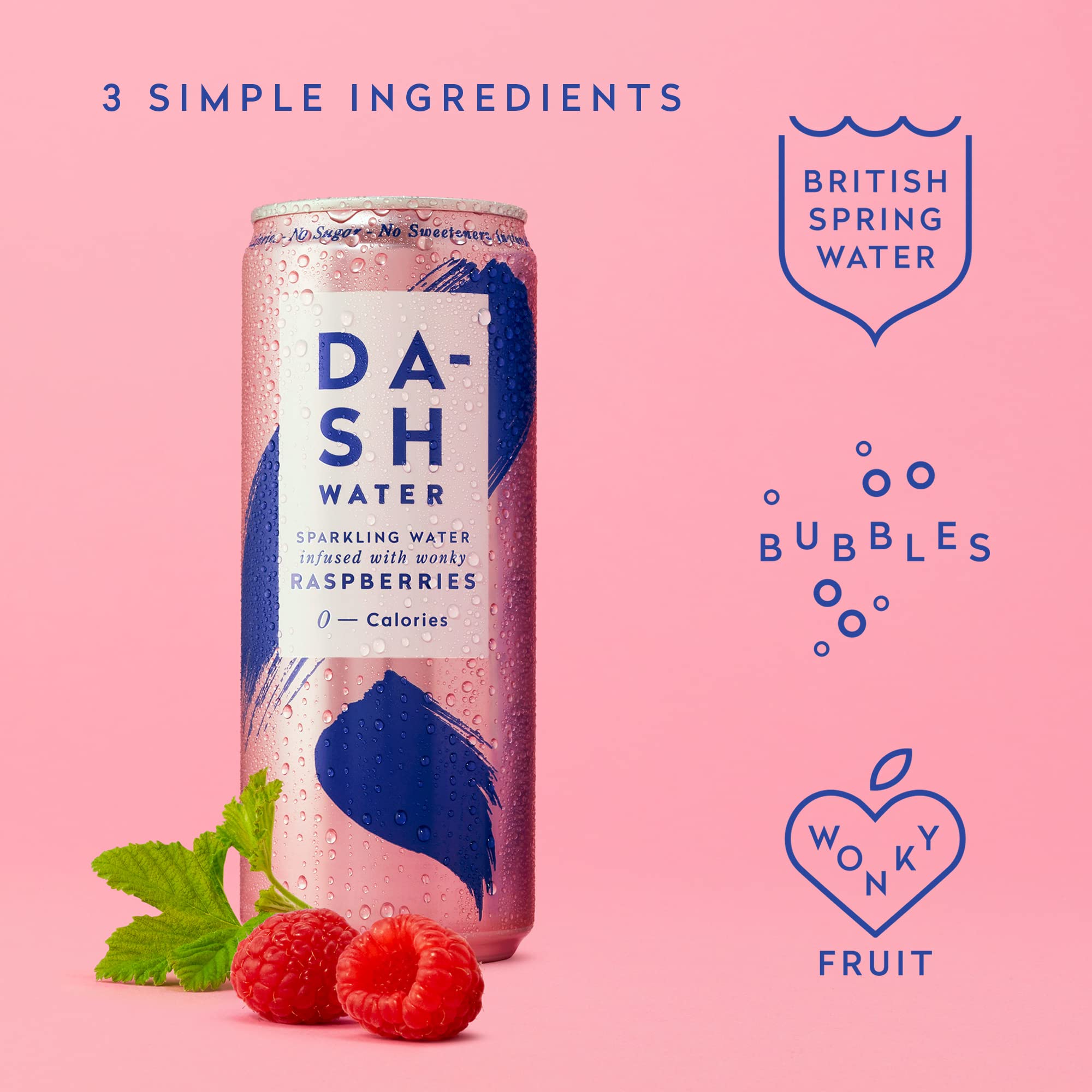 Dash Water Raspberry 12 x Raspberry Flavoured Sparkling Spring Water