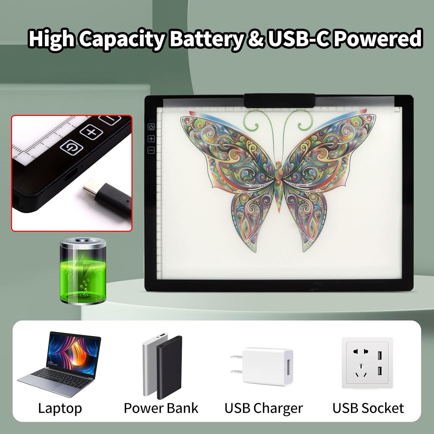 Rechargeable A4 Light Box with Carry Bag, Innovative Stand/Top Clip, iVAOOZE Wireless Light Pad for Cricut Vinyl, Weeding Tools, Diamond Painting, Drawing Crafting Light Board for Tracing, Sketching