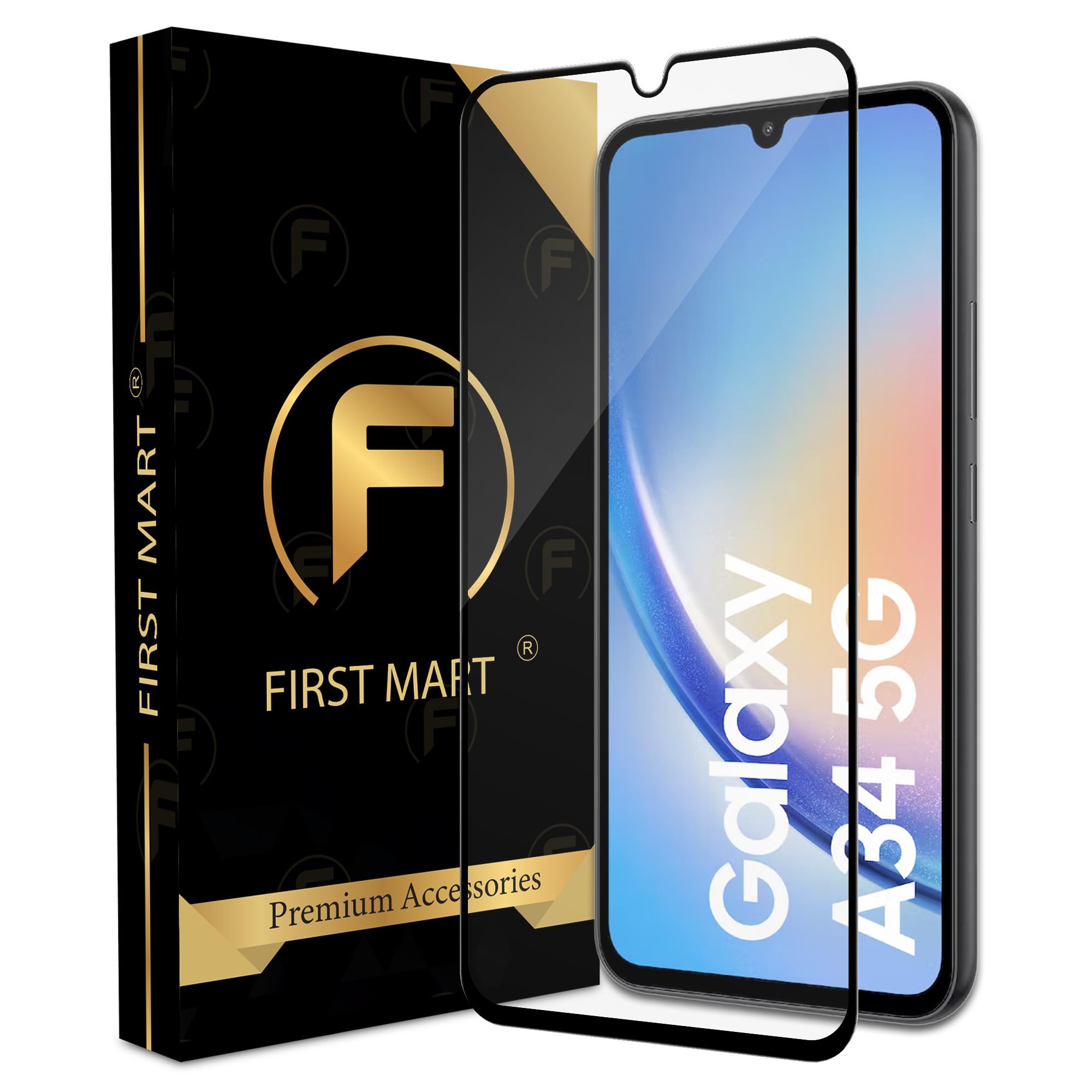 FIRST MART Tempered Glass for Samsung Galaxy A34 5G / Samsung M34 5G / F34 5G with Edge to Edge Full Screen Coverage and Easy Installation Kit, Pack of 1 (B0C18MDTJH) Amazon Price History, Amazon Price Tracker