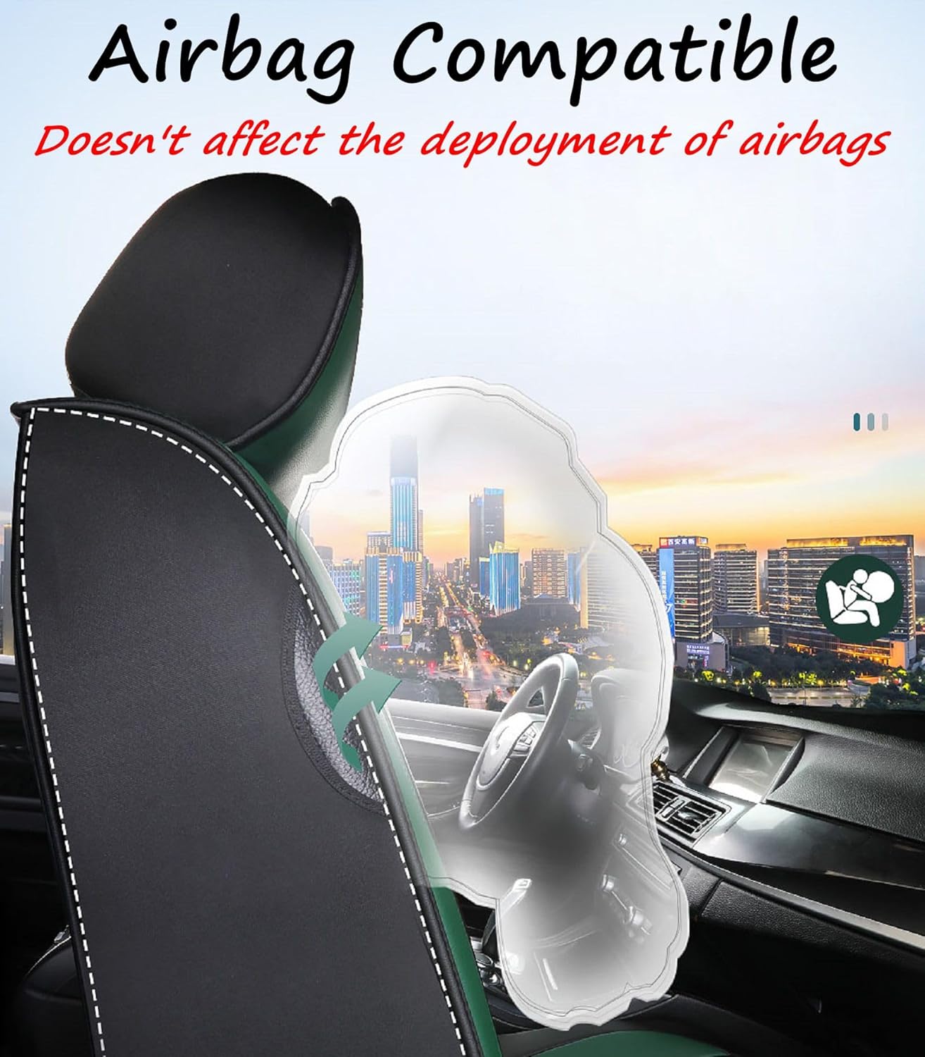 Seat Covers, Car Seat Covers Full Set, Universal Leather Car Seat Cushion for Hyundai Santa Fe 2025 Vehicles, Waterproof 5 Seats Car Seat Protector (Black/Grey)