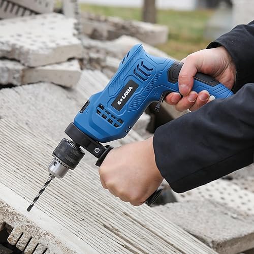 Miniatura 9 de Taladro de martillo, kit de martillo con cable de 4.5 A, 1/2 con cable, taladro de impacto de velocidad variable de 0-3000 RPM con juego de 105