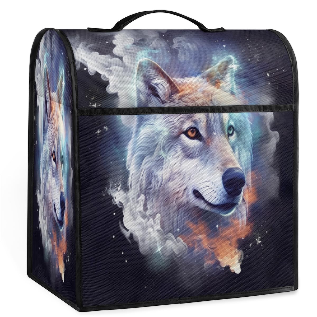 Coffee Maker Cover Wolf Portrait Kitchen Appliance Covers Small Appliance Covers Blender Cover Juicer Cover Dust Covers for Kitchen Appliances with Top Handle and Pockets,Washable,C309