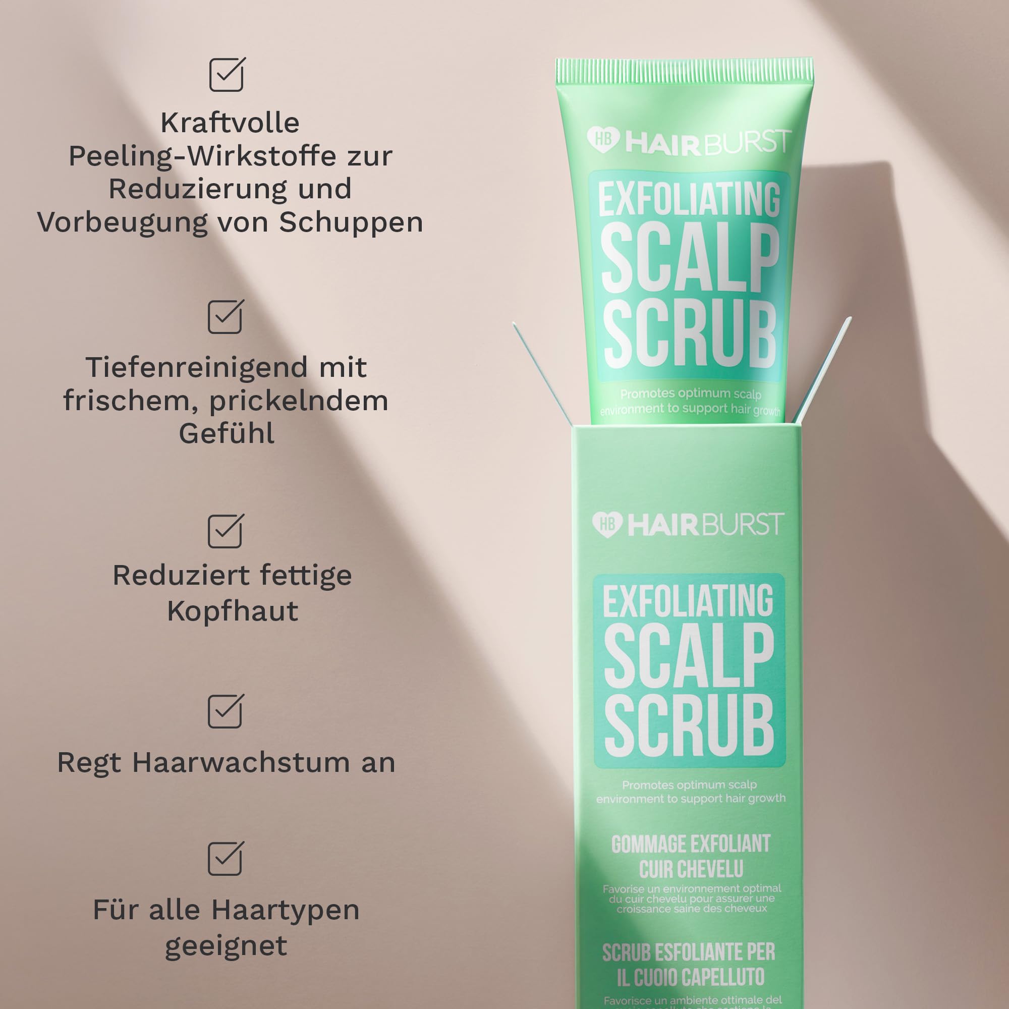 HAIR BURST Exfoliating Scalp Scrub — Kopfhautpflege vor dem Shampoo – Fördert Haarwachstum, Balanciert und Reinigt Tiefenwirksam – Für schuppige Kopfhaut und Ablagerungen – Für alle Haartypen geeignet