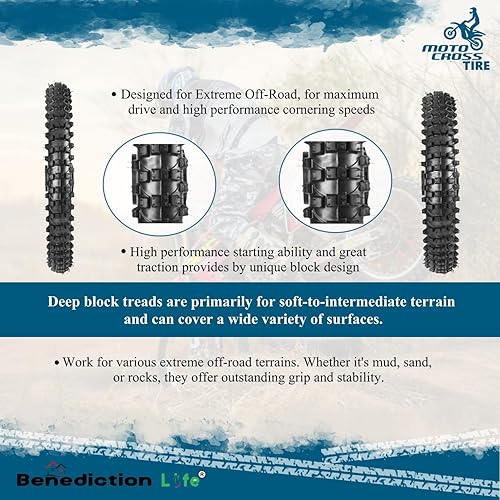 Miniatura 3 de Neumático delantero de 70100-19 pulgadas y neumático trasero de 90100-16 pulgadas con tubo para motocicletas Dirt Pit de 50 cc-150cc, motocross de