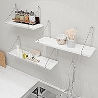 Vista 2 de Fangflower Estantes flotantes de 24 pulgadas, estante flotante de metal de alta calidad para decoración de pared, estantes de baño para pared