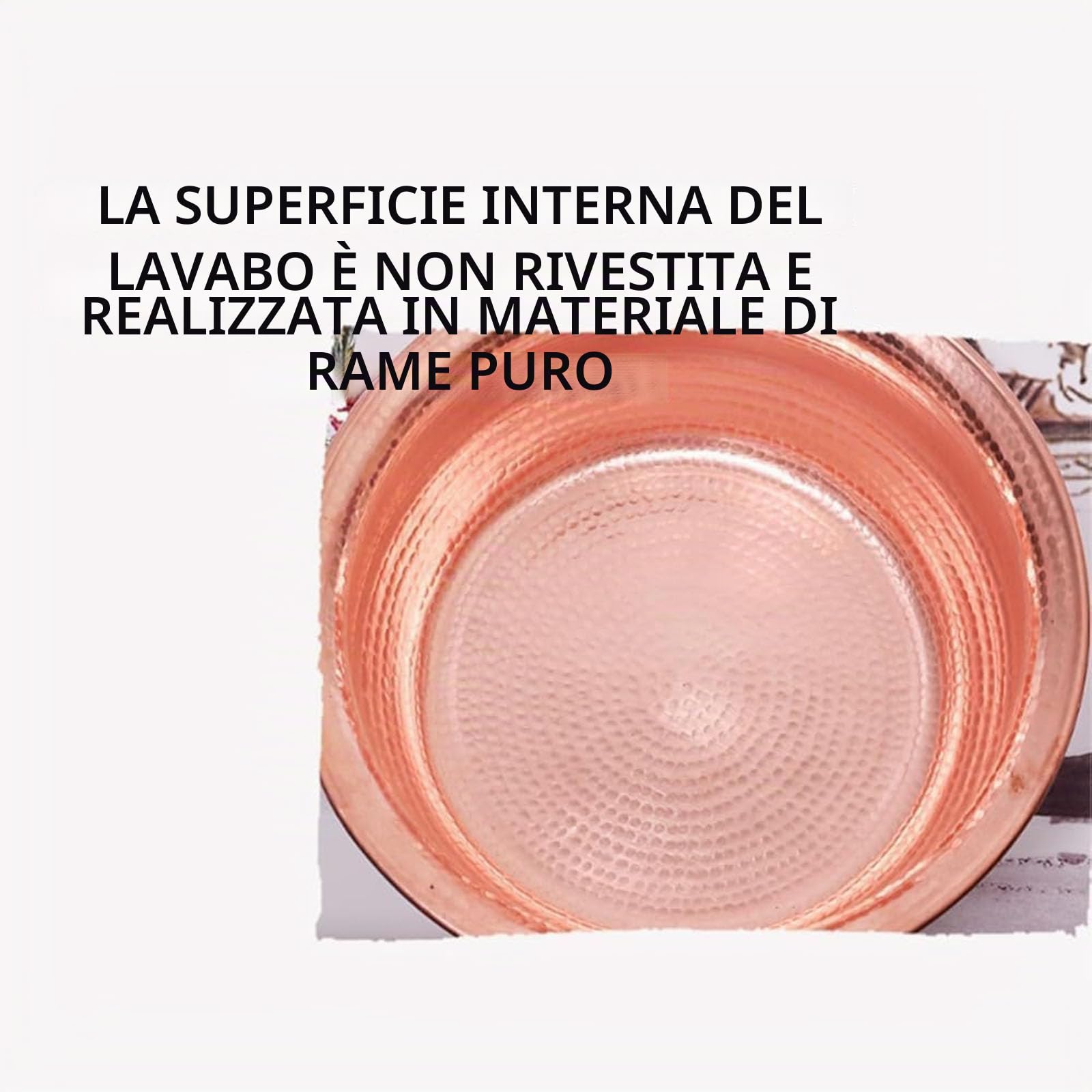 Bacinella In Rame Martellato a Mano, Ciotole Portatili In Rame Per Pedicure, Capacità 8 Litri, Diametro 41 Cm, Il Bordo Della Vasca Adotta Un Design Arricciato Per Celebrazioni Di Matrimoni, Lavaggio