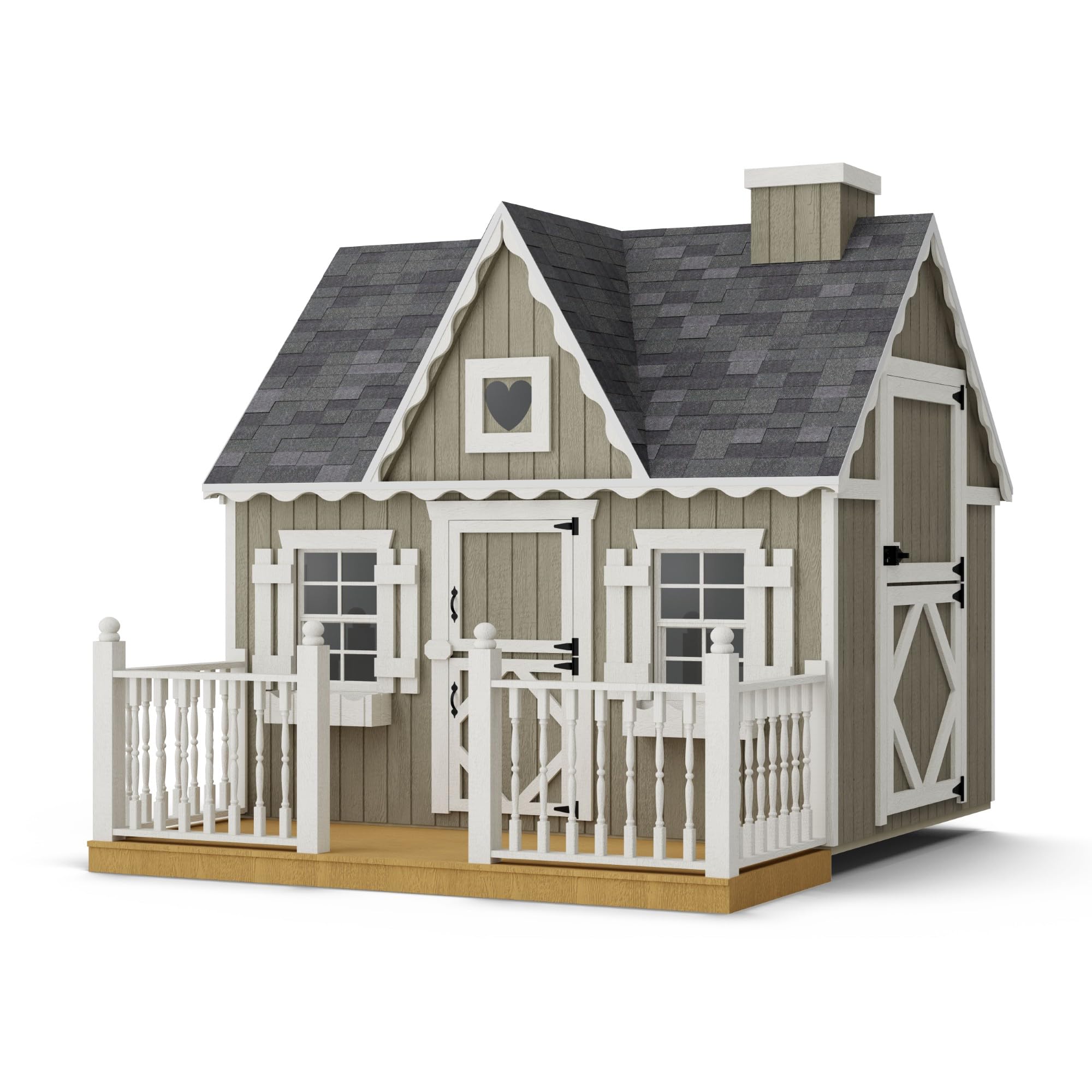 6x8 Victorian Playhouse with Floor, Deck and Rail, and Loft, Outdoor Wood Do-It-Yourself Kit