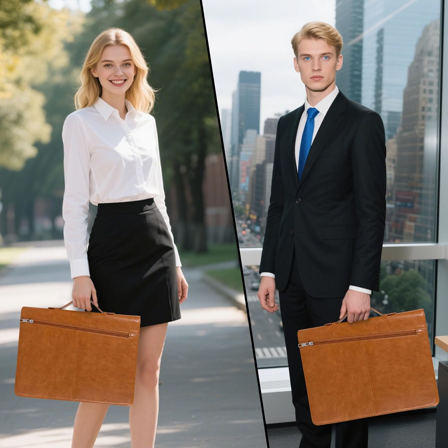 Calfinder Portfolio with Handle, Leather Padfolio for Men,Leather Binder with Zipper,Business Portfolio Organizer for Women fit 12.9" ipad,A4 Notepad Holder, Gift for Valentine's Day,Lawyer - Image 6