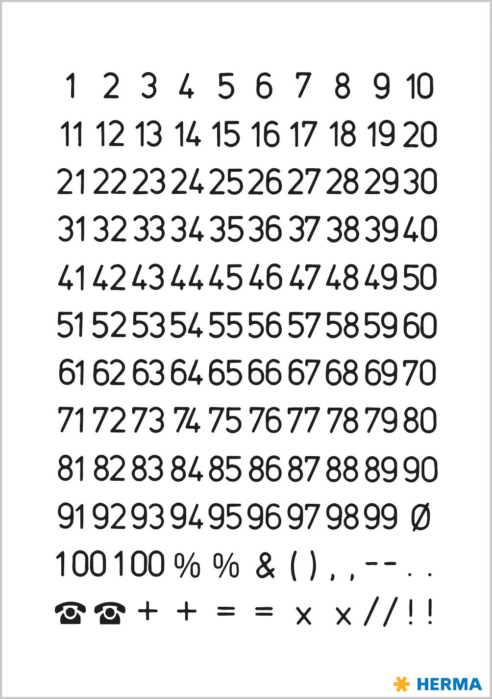 HERMA 4159 Zahlen Aufkleber Schwarz 0-9, 71 Stück, Schriftgröße 10 Mm, Selbstklebend, Wetterfest, Klein, Nummer Ziffer Klebezahlen Sticker Hausnummern Aus Folie Zum Aufkleben, Transparent