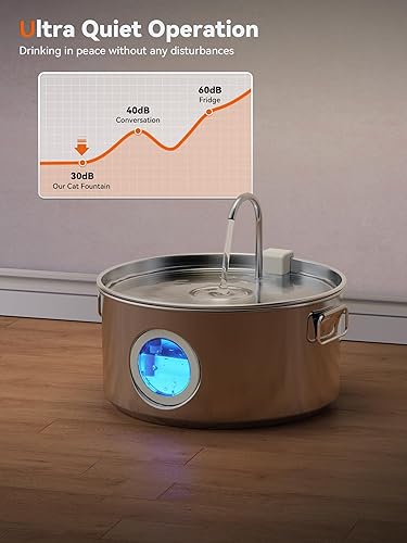 Miniatura 6 de Fuente de agua para perros grandes, fuente de agua de acero inoxidable para mascotas de 3.2 galones406 oz12 L, dispensador de agua silencioso para