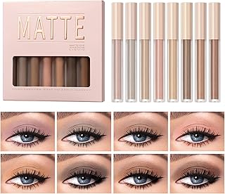 DAGEDA Liquid Eyeshadow, 8 Colors Matte Eyeshadow, Liquid Eye Shadow Smooth Cream Matte Nude, High Pigmented Velvet Eye Shadow, Neutral Naked Long Lasting Waterproof Creamy Eye Makeup Set(Color A)