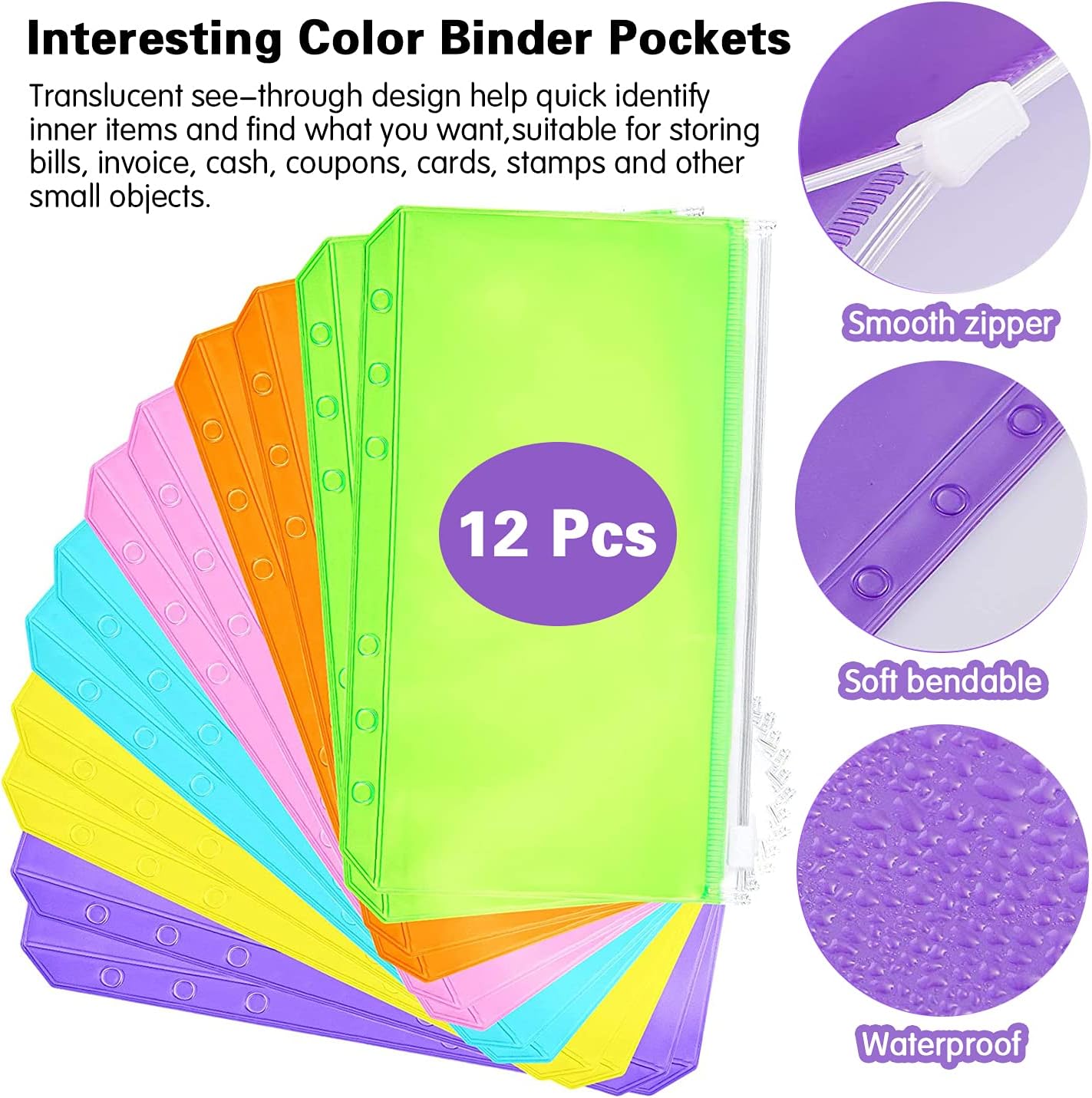 A6 Budget Binder with Zipper Envelopes, Cash Envelopes for Budgeting with 12 Binder Pockets, 12pcs Expense Budget Sheets and 16pcs Sticker Labels , Money Binder Organizer for Cash Savings (Blue) : Office Products