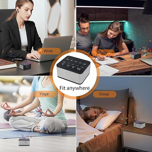 Miniatura 4 de Máquina de ruido blanco, máquina de sonido para dormir con 10 sonidos relajantes naturales, control de volumen y ajuste de 3 temporizadores, máquina
