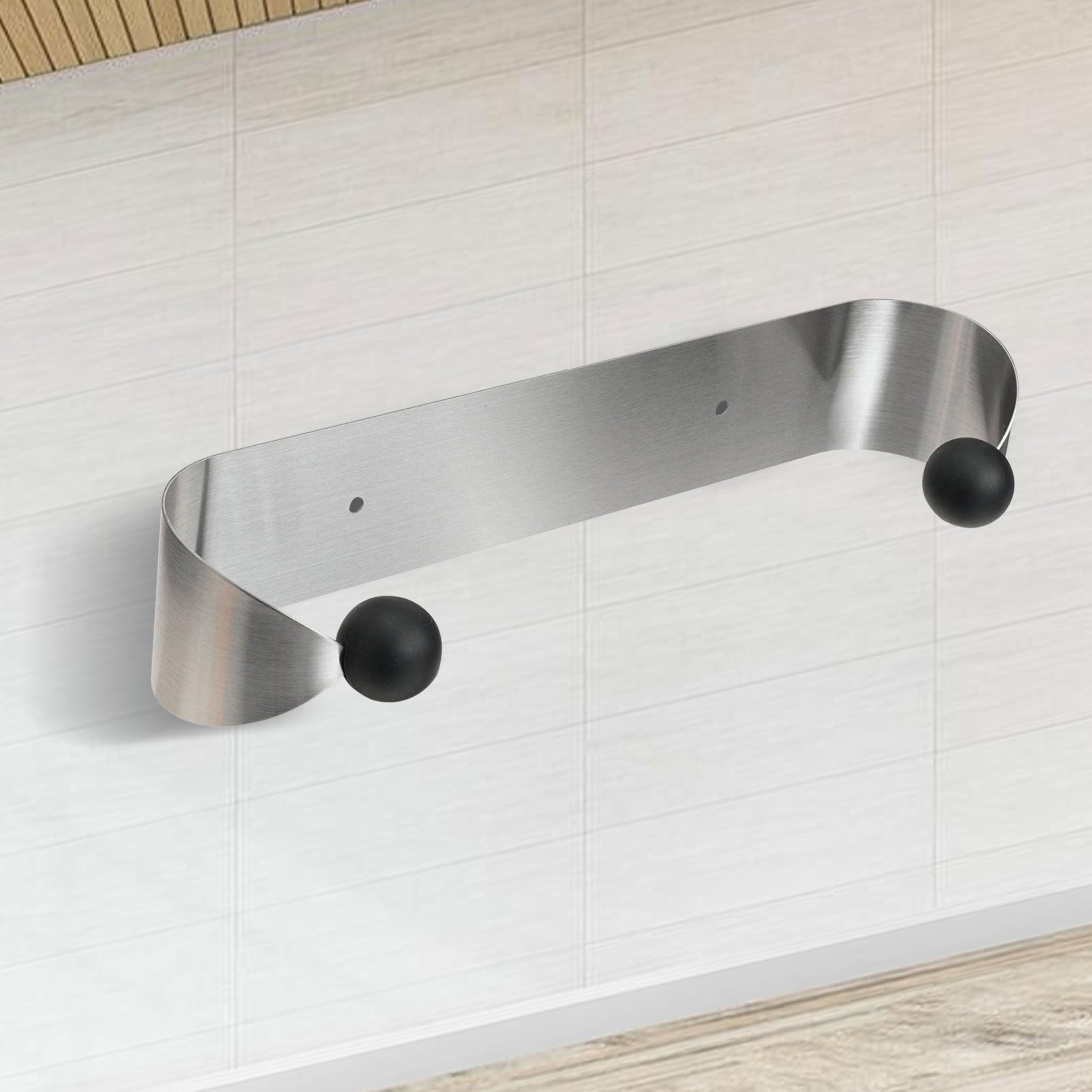 ECOTRIC Wall Mount Paper Towel Rack, Stainless Steel Kitchen Paper Towel Holder Under Cabinet?Silver Stylish Convenient Rollable Space-Saving Design