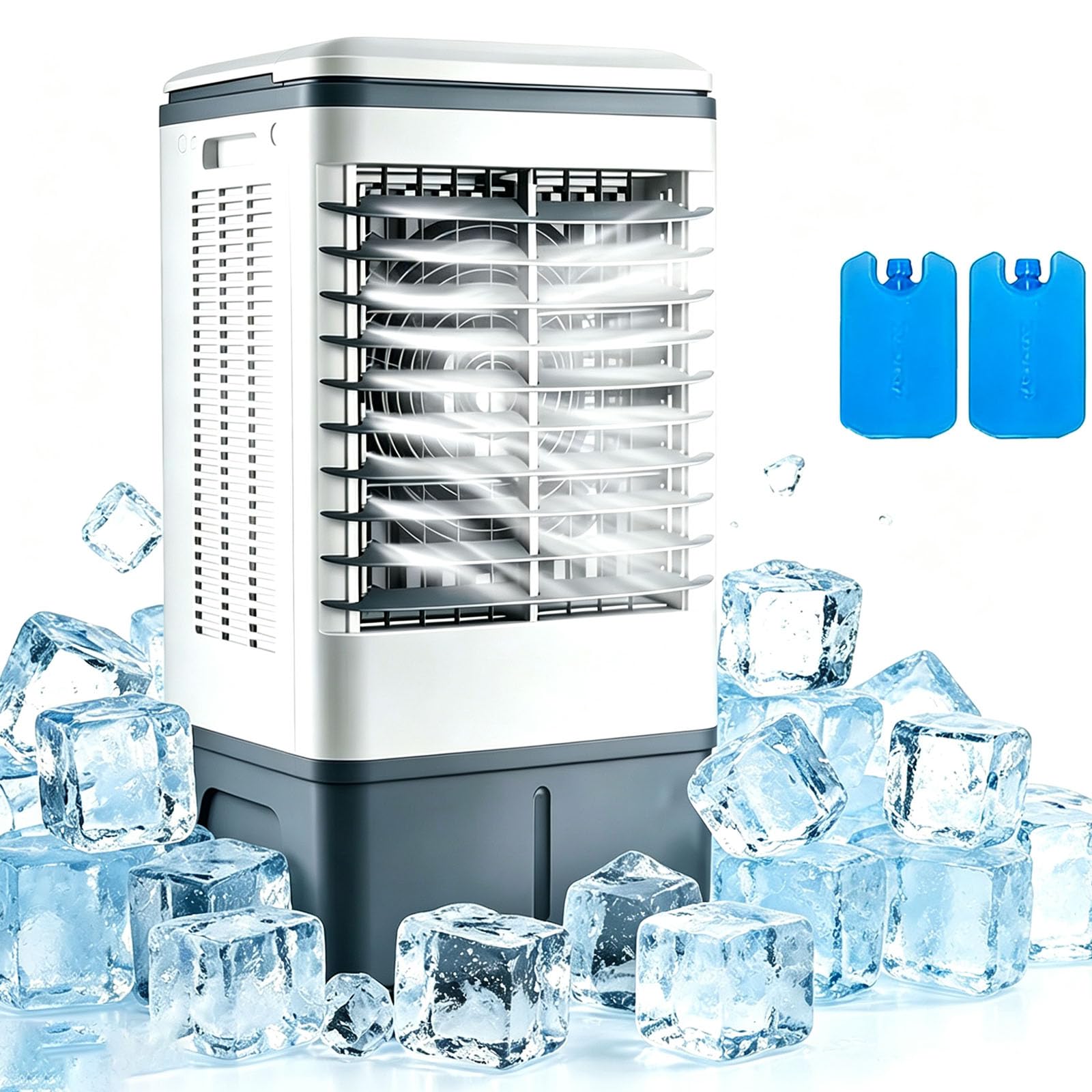 MESCXTY Swamp Cooler Air Conditioner, Evaporative with 5.3 Gal Water Tank, 120° Oscillation, 3 Speeds, Portable AC 7.5H Timer, for Bedroom, Office, Outdoor Patio