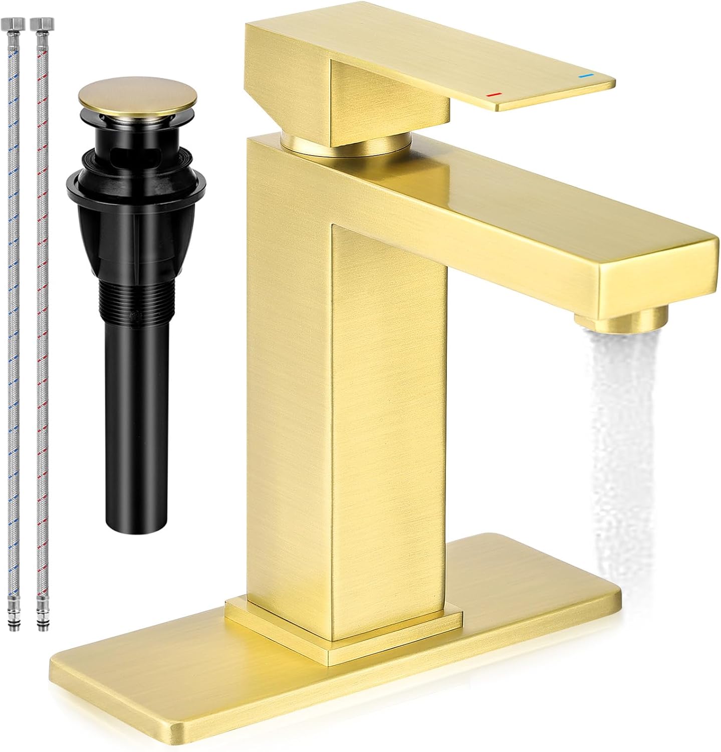 Matte Black Stainless Steel Single Handle Bathroom Faucet with Pop Up Drain