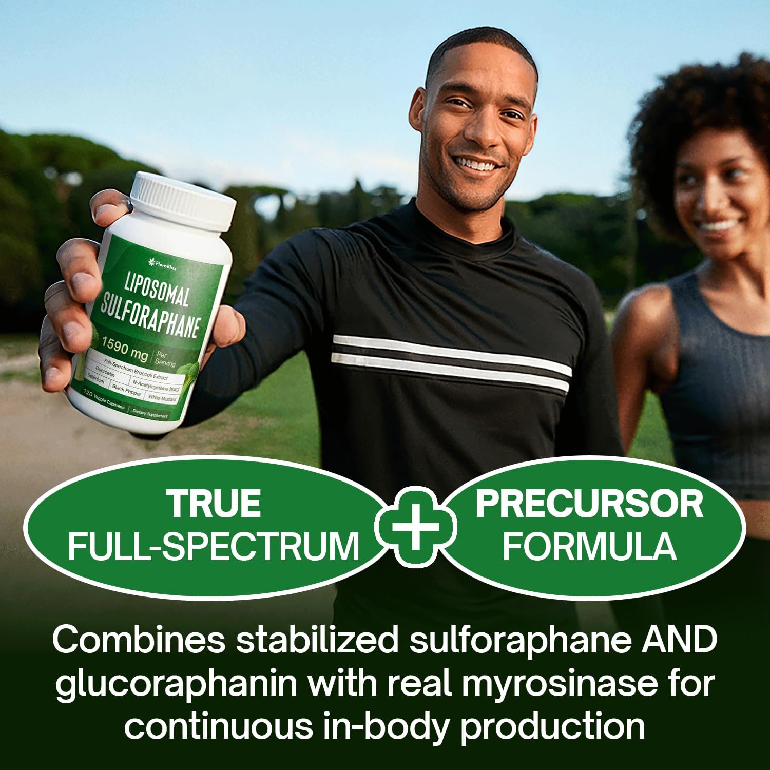 FloraBliss 120 Liposomal Sulforaphane Supplement+ 1000mg Capsules - Broccoli Extract | with Quercetin, Selenium & NAC - High Potency Non-GMO - Vegan - Non GMO