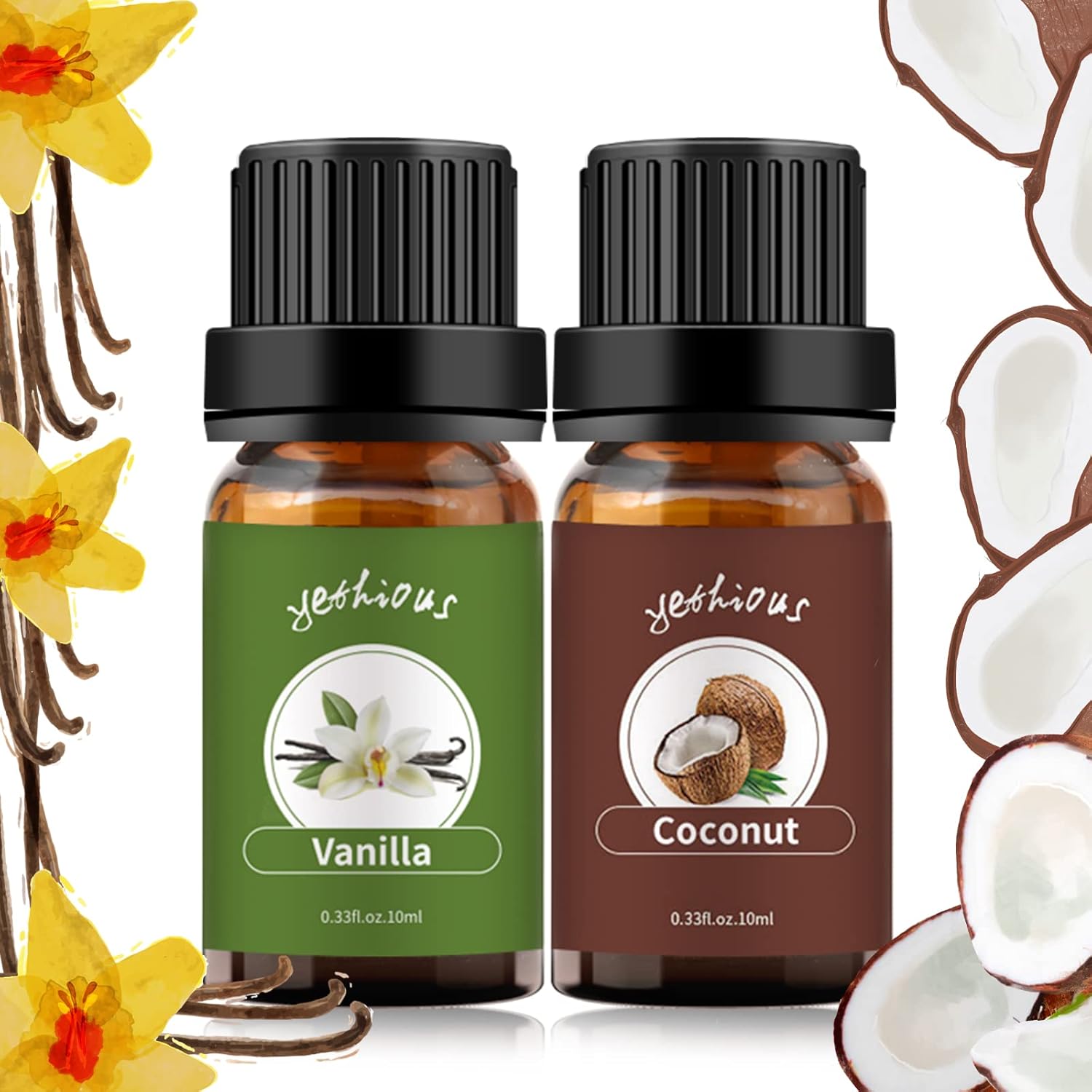 yethious Vanilla Coconut Essential Oil Set Coconut Oil Vanilla
