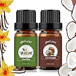 yethious Vanilla Coconut Essential Oil Set Coconut Oil Organic Vanilla Essential Oils for Soap Making, Diffuser, Skin Hair Care - 2 x 10ML