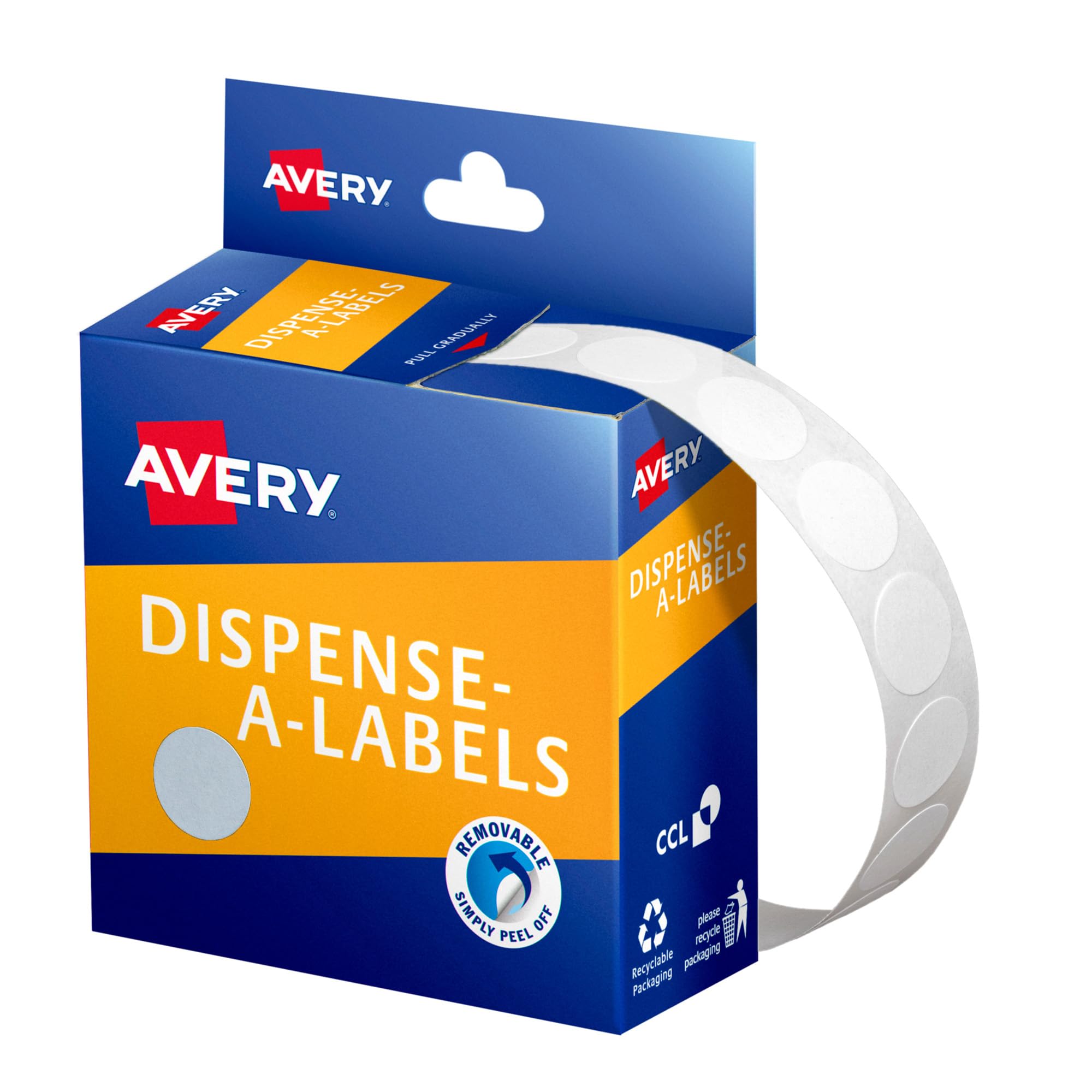 Avery Round Dispenser Labels - Removable Price Stickers - Identification Labels - Office Supplies - White, 14 mm, 1200 Labels / 1 Roll (937200)