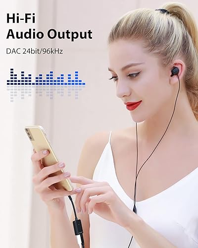 Vista 7 de Stouchi Adaptador USB C a auriculares y cargador de 0.138 in, USB C 2 en 1 a conector de audio auxiliar con carga rápida segura de 30 W, DAC de alta